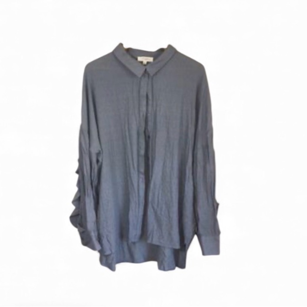 Oversized Large Umgee‎ Flutter Sleeves Top Gray Women’s Size L Western Boho